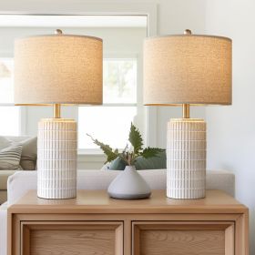 PoKat 23" Modern Ceramic Table Lamp Set of 2 for Living Room White Desk Lamps for Bedroom Farmhouse Bedside Nightstand Bedside Lamp End Table Lam PoKat 23" Modern Ceramic Table Lamp Set of 2 for Living Room White Desk Lamps for Bedroom Farmhouse Bedside Nightstand Bedside Lamp End Table Lam